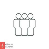 People line icon. Simple outline style. Person, group, human, staff, business, pictogram, silhouette, crowd, team, leadership, social concept. Vector illustration isolated. Editable stroke EPS 10