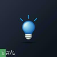 3d cartoon style minimal yellow light bulb icon. Idea, solution, business, creative, electricity, inspiration, strategy concept. Vector illustration design isolated. Simple lamp object symbol. EPS 10