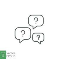 Question bubbles line icon. Ask help sign. Faq questionnaire symbol. Quality design element. Line style question bubbles icon. Vector EPS 10