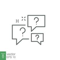 Question bubbles line icon. Ask help sign. Faq questionnaire symbol. Quality design element. Line style question bubbles icon. Vector EPS 10