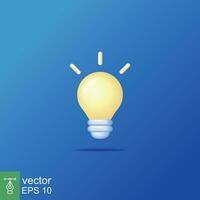 3d cartoon style minimal yellow light bulb icon. Idea, solution, business, creative, electricity, inspiration, strategy concept. Vector illustration design isolated. Simple lamp object symbol. EPS 10