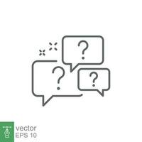 Question bubbles line icon. Ask help sign. Faq questionnaire symbol. Quality design element. Line style question bubbles icon. Vector EPS 10