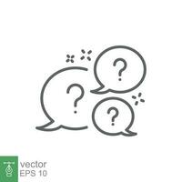 Question bubbles line icon. Ask help sign. Faq questionnaire symbol. Quality design element. Line style question bubbles icon. Vector EPS 10