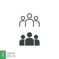 People glyph and line icon, persons solid and outline vector illustration, group linear pictogram isolated on black. EPS 10