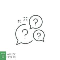 Question bubbles line icon. Ask help sign. Faq questionnaire symbol. Quality design element. Line style question bubbles icon. Vector EPS 10