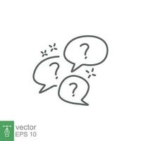 Question bubbles line icon. Ask help sign. Faq questionnaire symbol. Quality design element. Line style question bubbles icon. Vector EPS 10