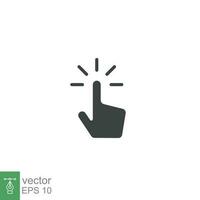 Clicking finger icon. Hand click, pointer symbol. Vector illustration isolated. Simple solid style. EPS 10.