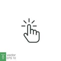 Clicking finger icon. Hand click, pointer symbol. Vector illustration isolated. Simple outline style. EPS 10.