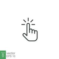 Clicking finger icon. Hand click, pointer symbol. Vector illustration isolated. Simple outline style. EPS 10.