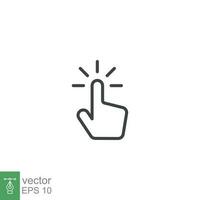 Clicking finger icon. Hand click, pointer symbol. Vector illustration isolated. Simple outline style. EPS 10.