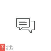 Comment icon. Conversation, dialog, speech bubble, chat, forum, discussion, communication concept. Simple outline style. Vector illustration isolated. Editable stroke EPS 10.