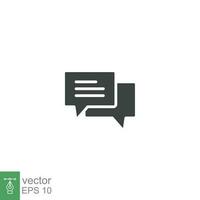 Comment icon. Conversation, dialog, speech bubble, chat, forum, discussion, communication concept. Simple solid style. Vector illustration isolated. EPS 10.