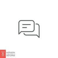 Comment icon. Conversation, dialog, speech bubble, chat, forum, discussion, communication concept. Simple outline style. Vector illustration isolated. Editable stroke EPS 10.