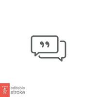 Comment icon. Conversation, dialog, speech bubble, chat, forum, discussion, communication concept. Simple outline style. Vector illustration isolated. Editable stroke EPS 10.