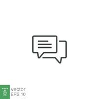 Comment icon. Conversation, dialog, speech bubble, chat, forum, discussion, communication concept. Simple outline style. Vector illustration isolated. EPS 10.