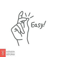 Easy line icon. Simple outline style. Finger snapping hand gesture. Pictogram, snap concept. Vector illustration isolated. Editable stroke EPS 10.