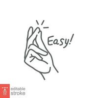 Easy line icon. Simple outline style. Finger snapping hand gesture. Pictogram, snap concept. Vector illustration isolated. Editable stroke EPS 10.