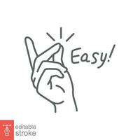 Easy line icon. Simple outline style. Finger snapping hand gesture. Pictogram, snap concept. Vector illustration isolated. Editable stroke EPS 10.