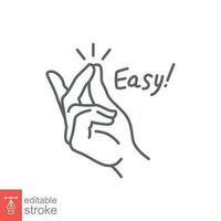 Easy line icon. Simple outline style. Finger snapping hand gesture. Pictogram, snap concept. Vector illustration isolated. Editable stroke EPS 10.