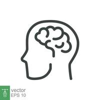 Human brain icon. Simple outline style. Think, mind, head, idea, creative concept. Vector line illustration design isolated. EPS 10.