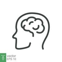 Human brain icon. Simple outline style. Think, mind, head, idea, creative concept. Vector line illustration design isolated. EPS 10.