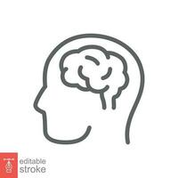 Human brain icon. Simple outline style. Think, mind, head, idea, creative concept. Vector line illustration design isolated. Editable stroke EPS 10.