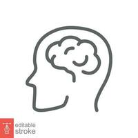 Human brain icon. Simple outline style. Think, mind, head, idea, creative concept. Vector line illustration design isolated. Editable stroke EPS 10.