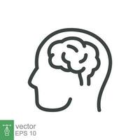 Human brain icon. Simple outline style. Think, mind, head, idea, creative concept. Vector line illustration design isolated. EPS 10.