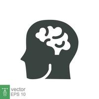 Human brain icon. Simple solid style. Think, mind, head, idea, creative concept. Vector glyph illustration design isolated. EPS 10.