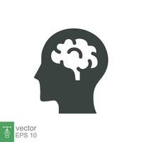 Human brain icon. Simple solid style. Think, mind, head, idea, creative concept. Vector glyph illustration design isolated. EPS 10.