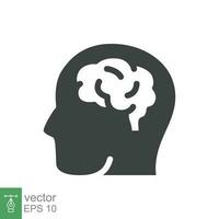 Human brain icon. Simple solid style. Think, mind, head, idea, creative concept. Vector glyph illustration design isolated. EPS 10.