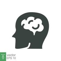 Human brain icon. Simple solid style. Think, mind, head, idea, creative concept. Vector glyph illustration design isolated. EPS 10.