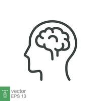 Human brain icon. Simple outline style. Think, mind, head, idea, creative concept. Vector line illustration design isolated. EPS 10.