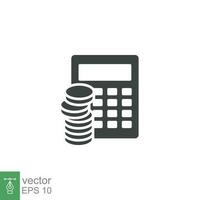 Budget icon. Simple solid style. Money flow account with calculator. Business concept. Vector design illustration isolated. EPS 10.