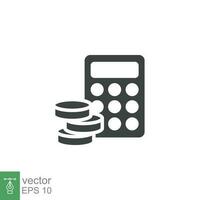 Budget icon. Simple solid style. Money flow account with calculator. Business concept. Vector design illustration isolated. EPS 10.