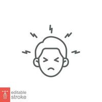 Monkeypox virus symptoms icon. Headache. Simple outline style symbol. Thin line vector illustration isolated on white background. Editable stroke EPS 10.