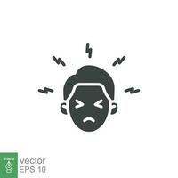 Monkeypox virus symptoms icon. Headache. Simple solid style symbol. Glyph vector illustration isolated on white background. EPS 10.