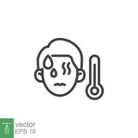 Monkeypox virus symptoms icon. Fever, thermometer. Simple outline style symbol. Thin line vector illustration isolated on white background. EPS 10.