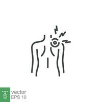 Monkeypox virus symptoms icon. Backache. Simple outline style symbol. Thin line vector illustration isolated on white background. EPS 10.