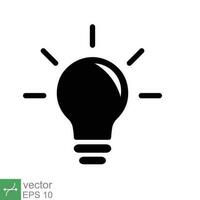 lámpara icono. sencillo sólido estilo. bulbo, luz, idea, bombilla, inteligente, pensar, creativo concepto. glifo vector ilustración plano símbolo aislado en blanco antecedentes. eps 10