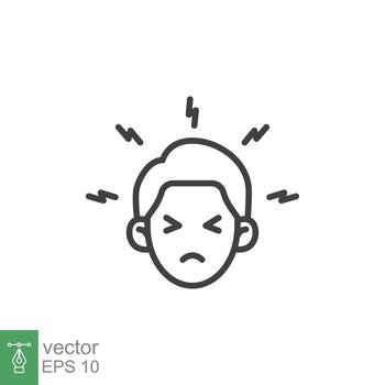 Monkeypox virus symptoms icon. Headache. Simple outline style symbol. Thin line vector illustration isolated on white background. EPS 10.