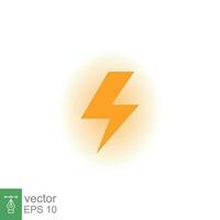 Lightning bolt thunder icon. Power energy battery concept. Glowing yellow on black background. Vector illustration isolated. EPS 10.