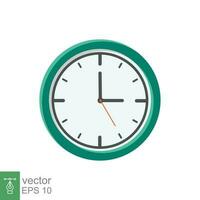 Analog clock flat icon. Time management symbol, chronometer with hour, minute and second arrow. Simple vector illustration isolated on white background. EPS 10.