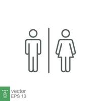 Toilet restroom sign icon. Public navigation symbol. Simple outline style. Vector illustration isolated on white background. EPS 10