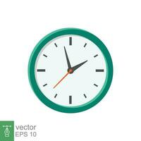 icono plano de reloj analógico. símbolo de gestión del tiempo, cronómetro con flecha de hora, minuto y segundo. ilustración vectorial simple aislada sobre fondo blanco. eps 10. vector