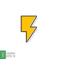 Thunder and bolt lighting flash icon. Flat style on white background. Vector illustration isolated. EPS 10.