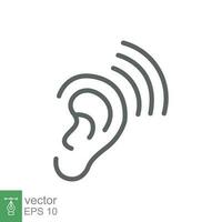 Ear icon. Simple outline style. Hearing, listen symbol. Thin line vector illustration isolated on white background. EPS 10.