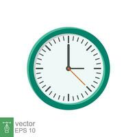 icono plano de reloj analógico. símbolo de gestión del tiempo, cronómetro con flecha de hora, minuto y segundo. ilustración vectorial simple aislada sobre fondo blanco. eps 10. vector