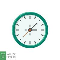 icono plano de reloj analógico. símbolo de gestión del tiempo, cronómetro con flecha de hora, minuto y segundo. ilustración vectorial simple aislada sobre fondo blanco. eps 10. vector