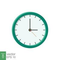 icono plano de reloj analógico. símbolo de gestión del tiempo, cronómetro con flecha de hora, minuto y segundo. ilustración vectorial simple aislada sobre fondo blanco. eps 10. vector